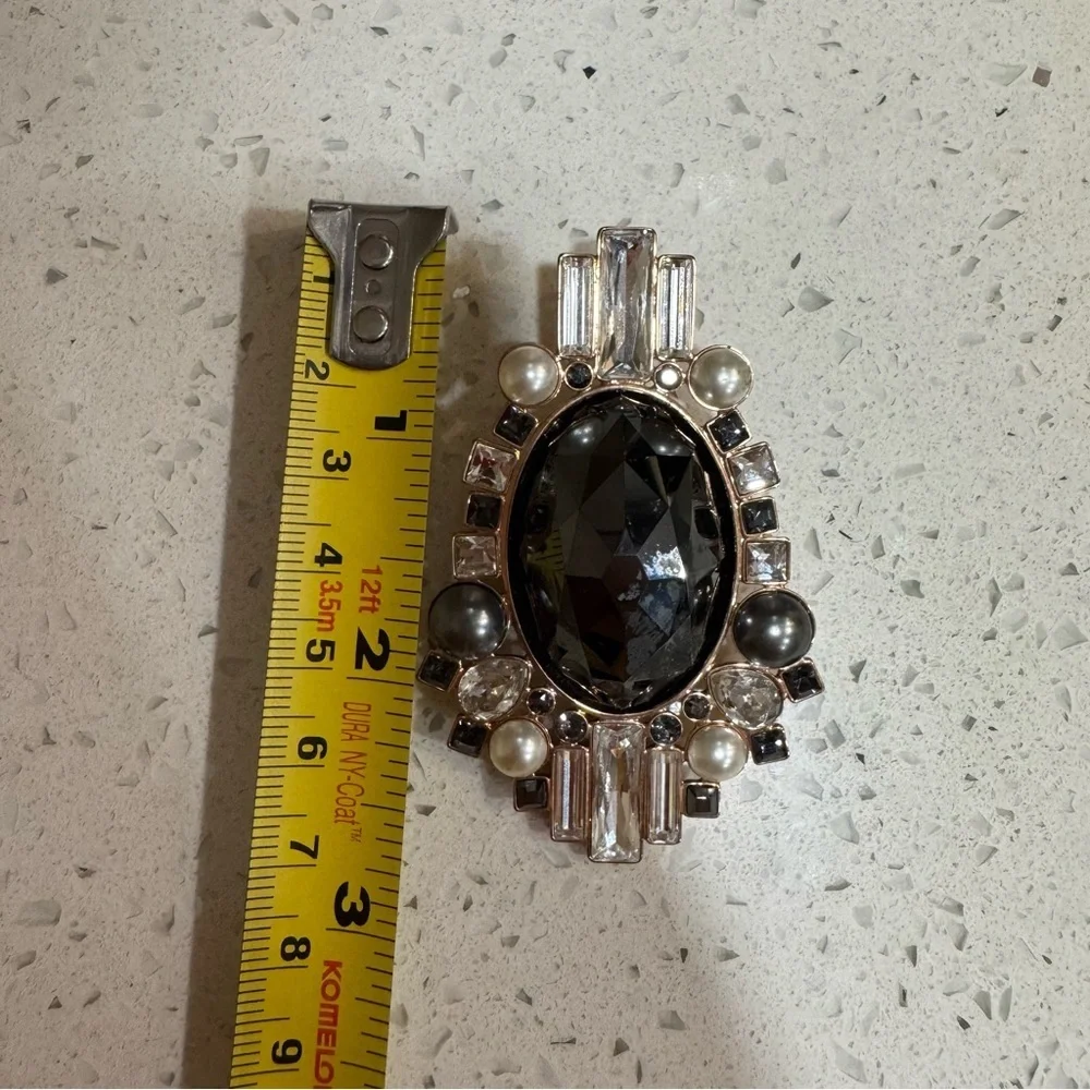 Swarovski Black Crystal Brooch & Pendant with Pearls - Picture 6 of 8